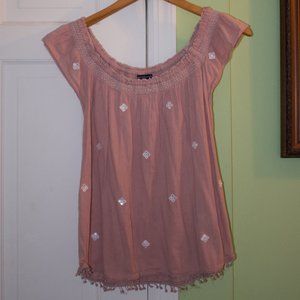 American Eagle Off the Shoulder Top in Pink